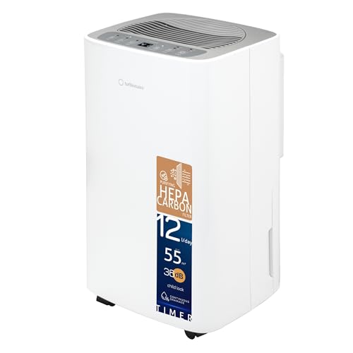 Turbionaire SENSO 12 SG Clean Luftentfeuchter & Luftreiniger – 12L/24h, HEPA + Aktivkohlefilter, 120 m³/h, 2L Tank, LED-Display, Timer, Leise 36dB,...