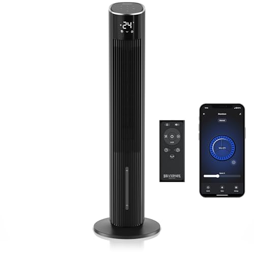 Brandson - Turmventilator mit Wasserkühlung - Wifi Smart Home - sehr leise ECO GREEN - 12 Geschwindigkeiten – Sensor Touch Steuerung -...