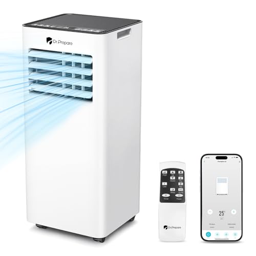 DR.PREPARE Mobiles Klimagerät 9000 BTU mit APP, 4 in 1 Mobile Klimaanlage mit Abluftschlauch, Kühlen&Ventilieren&Entfeuchten, Ventilator &...