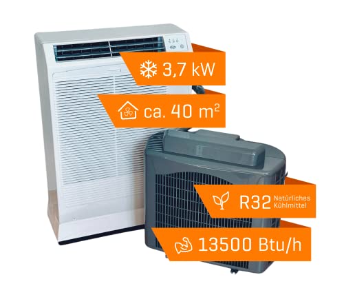 Climia CMK 4000 - mobile Split Klimaanlage mit 3,7 kW Kühlleistung in kompakter Form, Split Klimagerät mit 13500 Btu/H geeignet für bis zu 40 qm, 2...