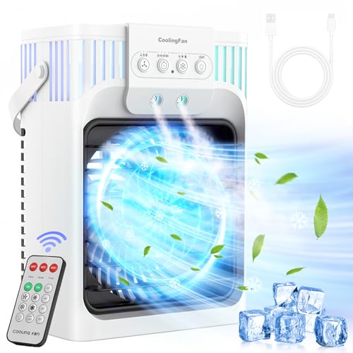 XTTANK 1200ml Mobile Klimaanlage mit Fernbedienung, 5 in 1 Mobiles Klimagerät, 3 Geschwindigkeiten, 3 Nebelmodi, Mini Klimaanlage mit 7 Farben Licht,...