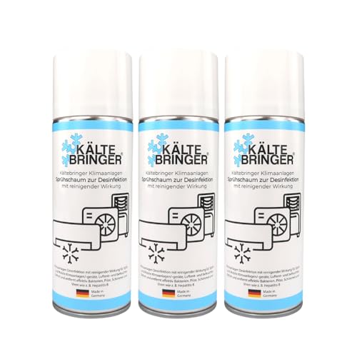 Kältebringer 3x Klimaanlagenreiniger Schaum 400ml - Klimaanlagen Desinfektion für Splitgerät oder Auto KFZ - mit 60cm Sonde - Allzweck...