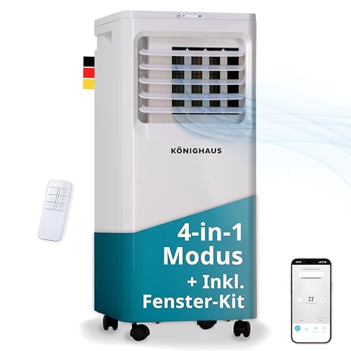 Könighaus Smarte Mobile Klimaanlage | Schnell & Effizient (A) | 4-in-1: Kühlung + Entfeuchter + Ventilator + Luftreiniger | Steuerung per...