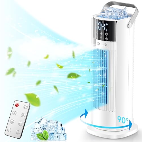 Mobile Klimaanlage 4 in 1 mit Zerstäuber – leiser Luftkühler, 4 Geschwindigkeitsstufen, Komfort natürlicher Wind, 700 ml Tank, Fernbedienung,...