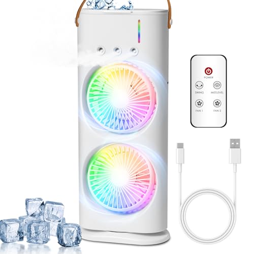Anluomania Luftkühler, Mobile Klimaanlage, 4 in1 Mobile Klimagerät mit Fernbedienung, Mobile Klimageräte, 3 Lüftergeschwindigkeiten, 3 Nebelmodi,...