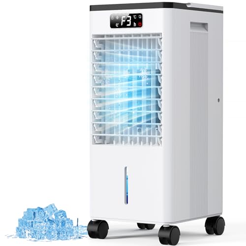 Klimaanlage Mobile Klimagerät Luftkühler 4 in 1 Klimaanlage Ohne Abluftschlauch Ventilator Verdunstungskühler 7.5L Wassertank 1-12Timer...