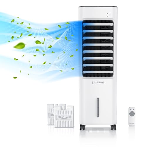 Brandson - mobiler Luftkühler mit Wasserkühlung 50 W - Preisträger 2024-5L Wassertank – Timer - 3 Geschwindigkeiten - Luftbefeuchter...