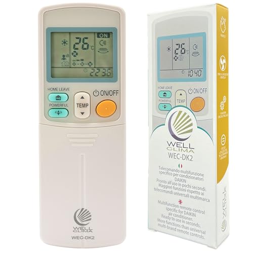 Wellclima Universal-Fernbedienung kompatibel mit Daikin-Klimaanlagen, funktioniert mit Allen Modellen, bis zu 5 Lüftergeschwindigkeiten und...