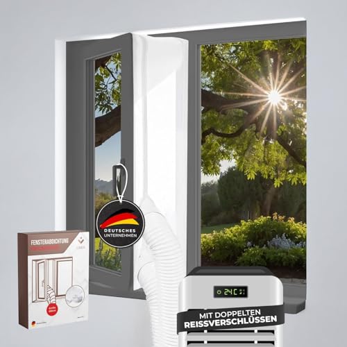 Fensterabdichtung für Klimaanlage - 400cm - Effektive Isolation für Fenster – Einfach zu Installieren, Energiesparend & Passgenau für Mobile...
