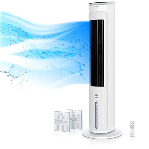 Brandson - Turmventilator mit Wasserkühlung - Preisträger 2024 - mobiler Luftkühler ohne Abluftschlauch - Luftbefeuchter Ventilator Standventilator...
