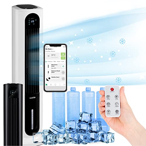 Klarstein Luftkühler mit Wasserkühlung, 5-in-1 Verdunstungskühler, Luftbefeuchter, Luftreiniger, Ventilator & Nachtmodus, Mobile Klimageräte...