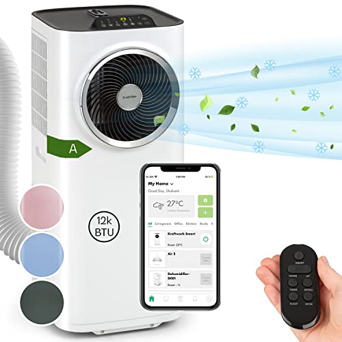 Klarstein Mobile Klimaanlage mit Abluftschlauch, 5-in-1 Klimagerät, Ventilator, Luftentfeuchter, Luftreiniger & Nachtmodus, App-Steuerung, Kleine &...