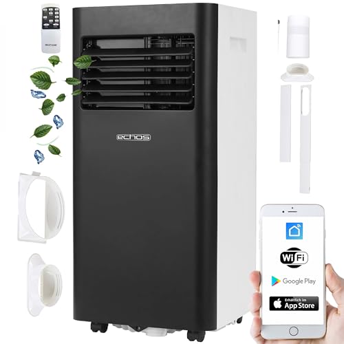 Echos Klimaanlage 3in1 WIFI mobil Fensterabdichtung mit Abluftschlauch 24h Timer Fernbedienung 9000 BTU 3 Modi Aircooler Klimagerät mobile...