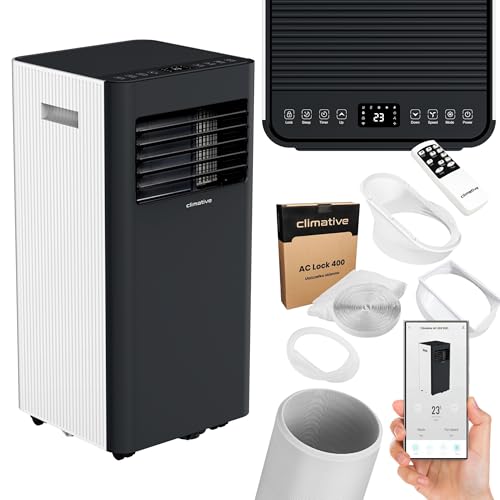 Climative Mobile Klimaanlage mit Abluftschlauch 10000 BTU Portable Air Conditioner DUO WiFi Tuya Smart 2,9 kW Klimaanlage Mobil bis 29 m² Wohnung...