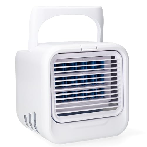 Silvergear® Mobile Klimaanlage | Mini Luftkühler | Kühlt mit Wasser oder Eiswürfeln | 3 Gebläsestufen | 7 Einstellbare LED-Lichtmodi |...