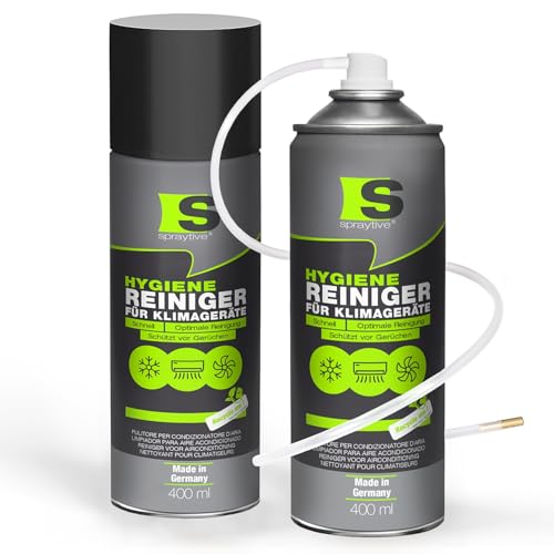 Spraytive 2 x 400ml Hygiene Reiniger für Klimageräte - Klimaanlagenreiniger für Auto & Haus, Geruchsentferner Spray, langanhaltend, erfrischend,...