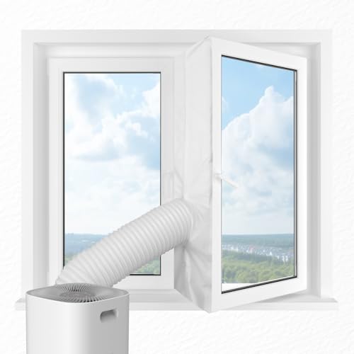 Cozary Fensterdichtung für mobile Klimaanlagen – 3m, wasserdicht und reißfest, für ein- oder zweischläuchige Geräte, verbessert Kühlleistung,...
