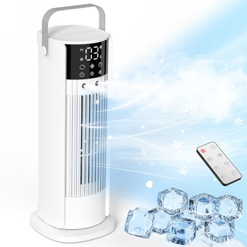 Klimaanlage Mobil FIAHNG,4-in-1 Mobiles Klimagerät Quiet, Luftkühler mit Wasserkühlung,Air Cooler with Remote Control,90° Oszillation,4...