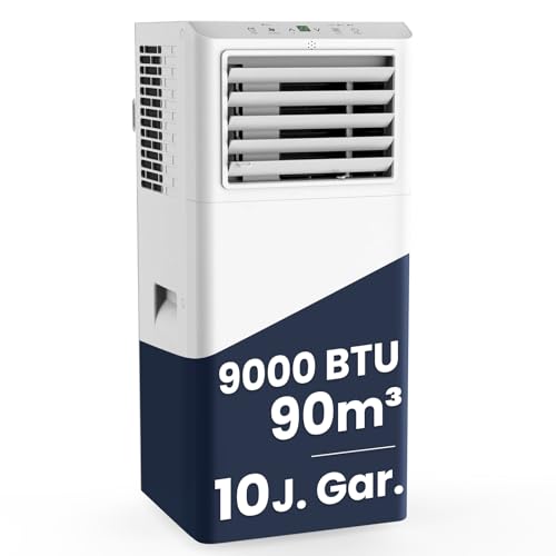 Newentor Klimaanlage Mobil 9000 BTU/2,6 kW, Mobile Klimaanlage mit Abluftschlauch, Mobiles Klimagerät für Räume bis 90m³/33㎡,...