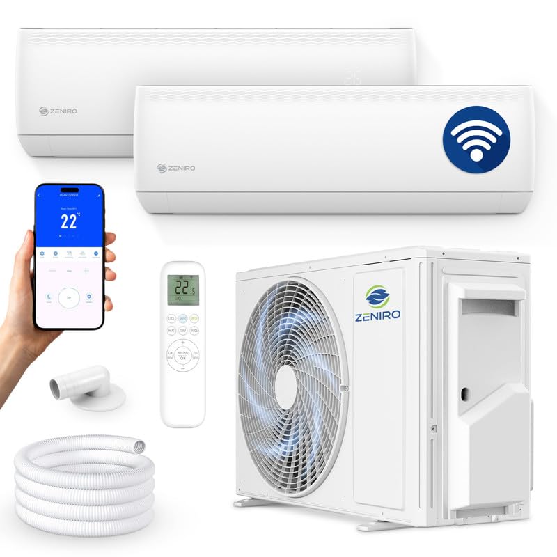 ZENIRO Klimaanlage Multisplit 2 Innengeräte Set (3,5kW + 5,3kW) Klimagerät Air Conditioner mit Heizfunktion 27000 BTU 7,9kW A++ WiFi/App-Steuerung...