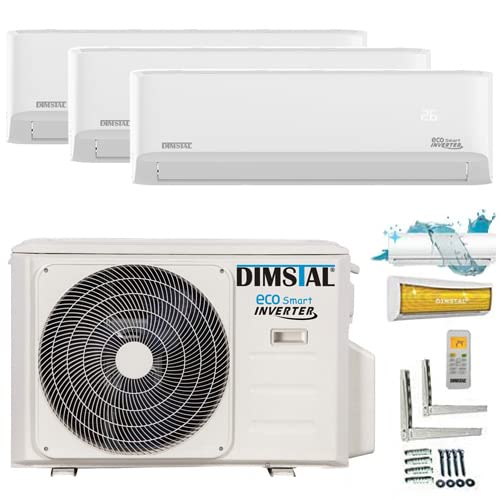 A++/A++/A++ Twin-Rotary Trio Split SelfClean WiFi-Ready Golden-Fin 1x3,5kW + 2x2,6kW MultiSplit Klimaanlage Klimagerät 3 Innengeräte mit Heizung