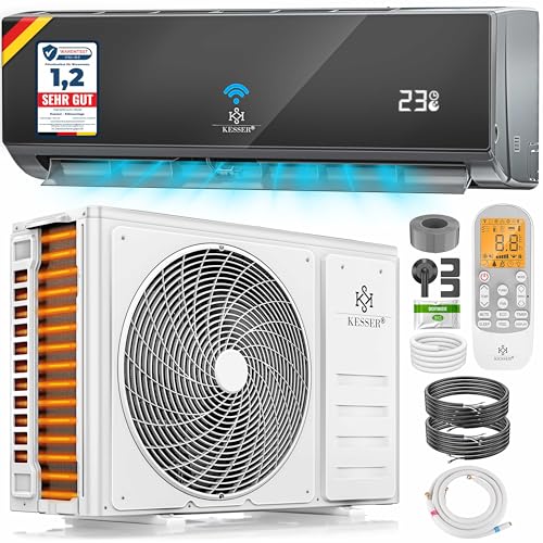 KESSER® Klimaanlage SET Split - mit WiFi/App Funktion Klimagerät - Kühlen A++/ Heizen A+ - 9000 BTU/h (2.600 Watt) Kältemittel R32 -...