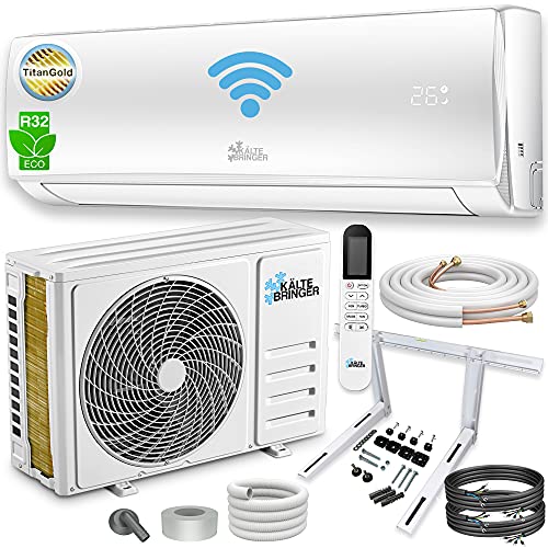 Kältebringer Split Klimaanlage - 12000 BTU (3,4 kW) - Klimagerät mit Heizfunktion, WiFi & App, bis 55qm, sehr leise - Set mit 5m Kupferleitung,...