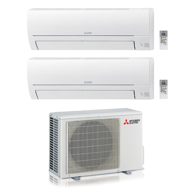 Dual Split Klimaanlage 12000 + 9000 BTU, Inverter, Klasse A++/A+ MSZ-HR25 + HR35VF + MXZ-2HA50VF